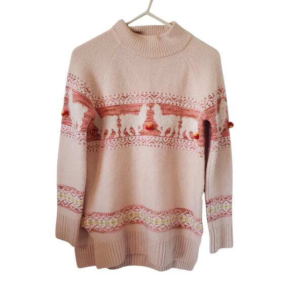 Anthropologie Aimee Pommed Alpaca Sweater Size XS Pink Oversized Wool Blend - Picture 2 of 5